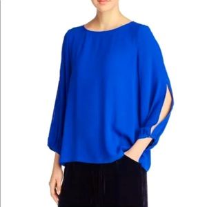 Eileen Fisher Silk Bateau Neck Slit Sleeve Blouse NWT M